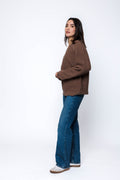 Orb Leandra Vee Neck Pullover In Cocoa