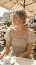 Priv Ramona Dress In Tan Gingham