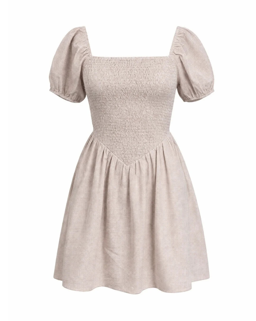 Priv Ramona Dress In Tan Gingham