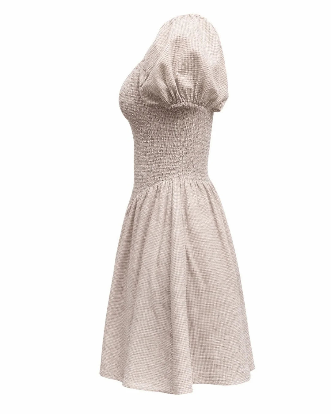 Priv Ramona Dress In Tan Gingham