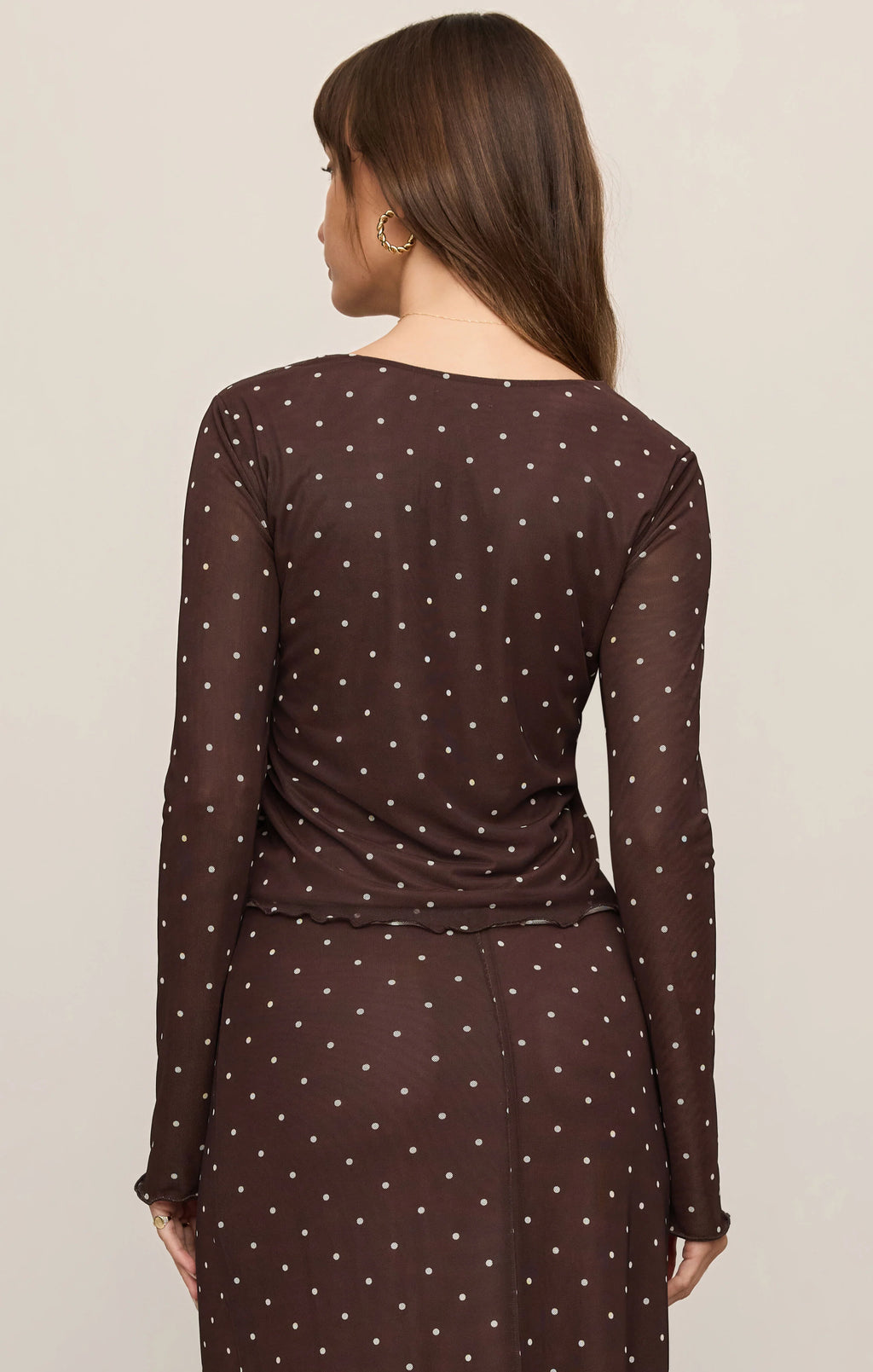 Z Supply Amara Polka Dot Top in Chocolate