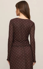 Z Supply Amara Polka Dot Top in Chocolate