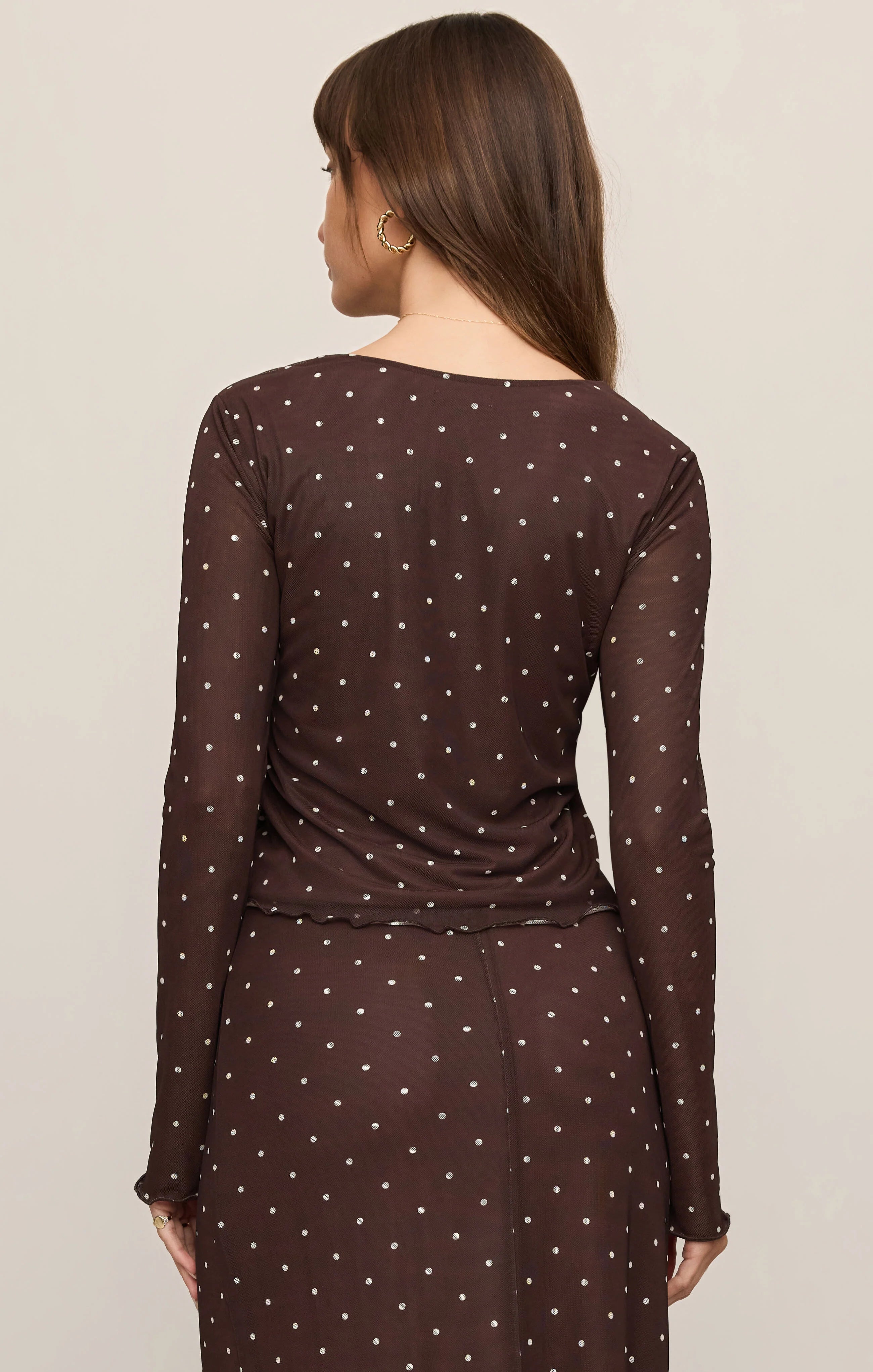 Z Supply Amara Polka Dot Top in Chocolate