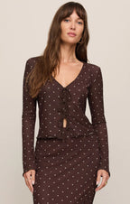 Z Supply Amara Polka Dot Top in Chocolate