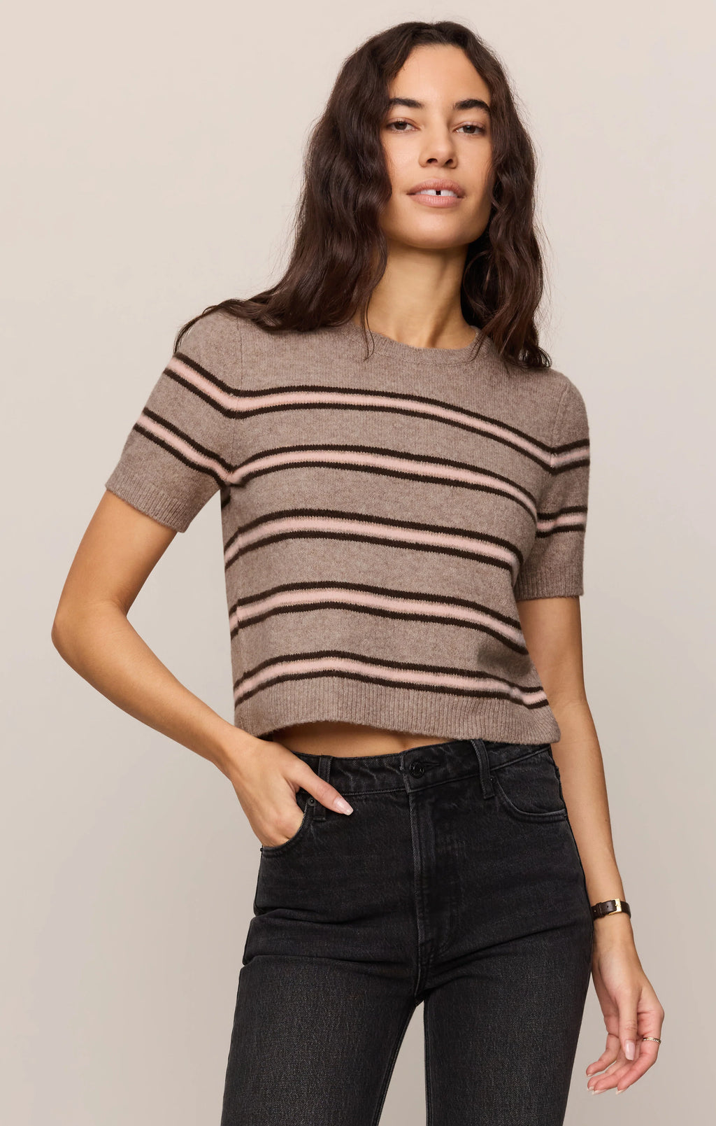 Z Supply Gatewood Stripe Sweater in Ash