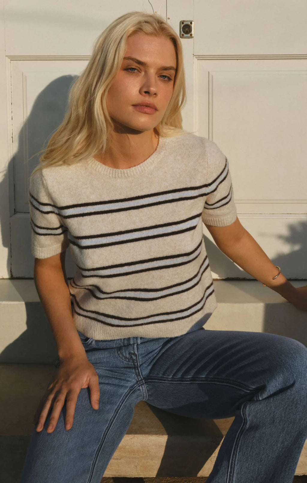 Z Supply Gatewood Stripe Sweater in Oatmeal
