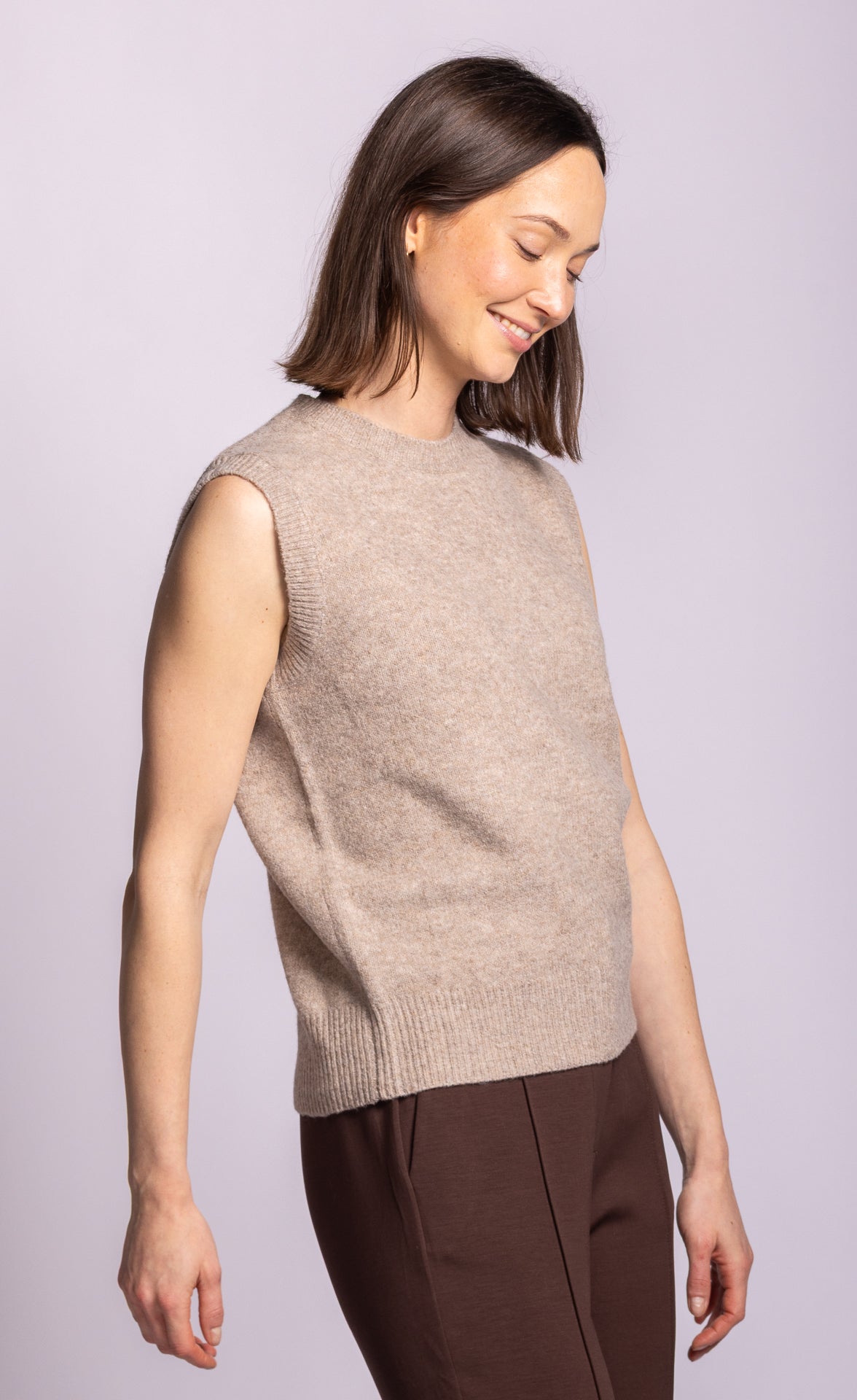 Pink Martini Clarissa Sweater Vest in Beige