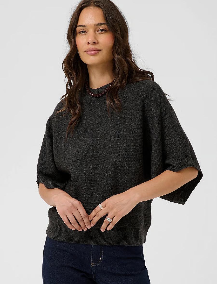 Kaffe Barbara Wing SL Pullover In Dark Grey
