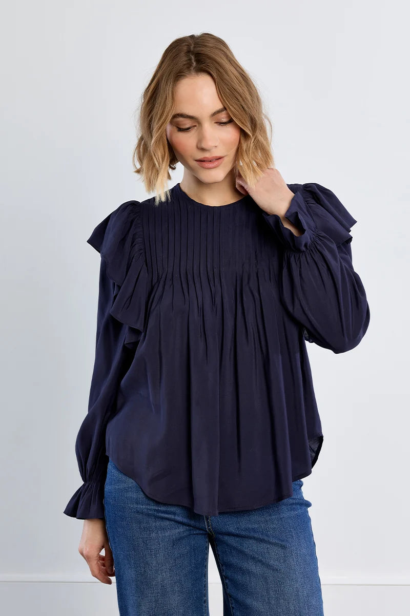 Molly Bracken Top In Navy Blue Marine