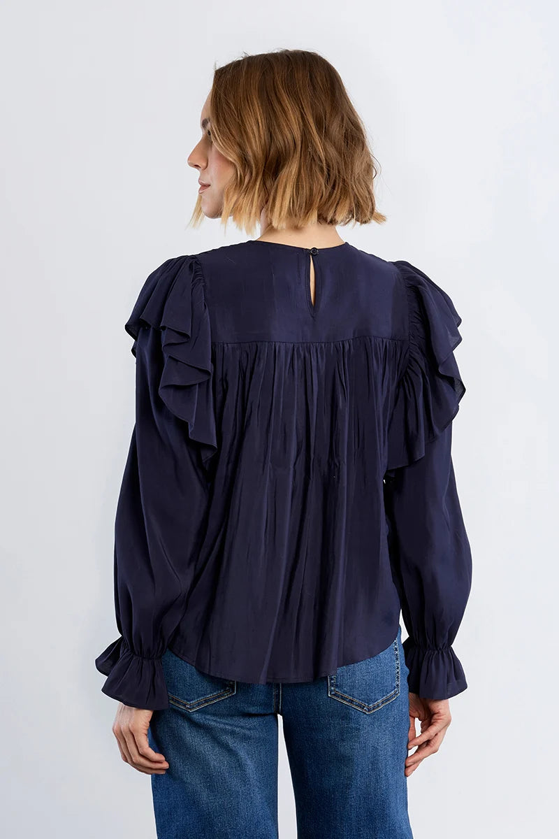 Molly Bracken Top In Navy Blue Marine